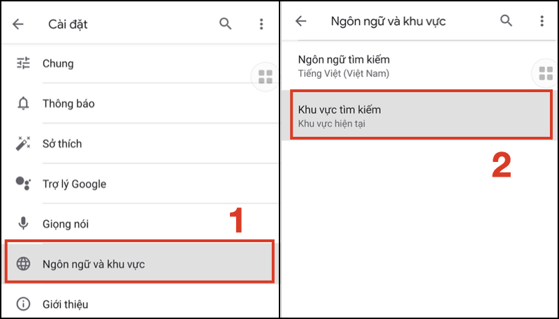 Chọn v&agrave;o Khu vực t&igrave;m kiếm